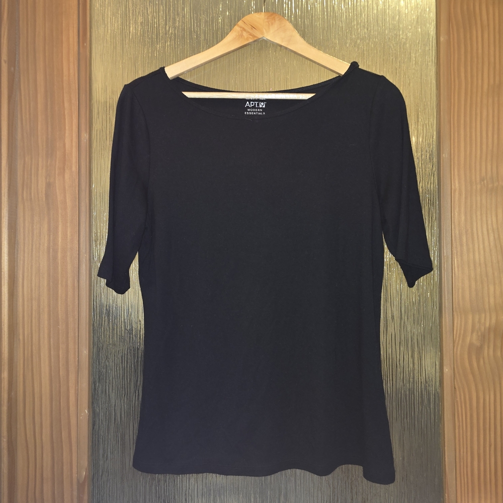 Apt. 9 Women's Classic Black 3/4 Sleeve Top